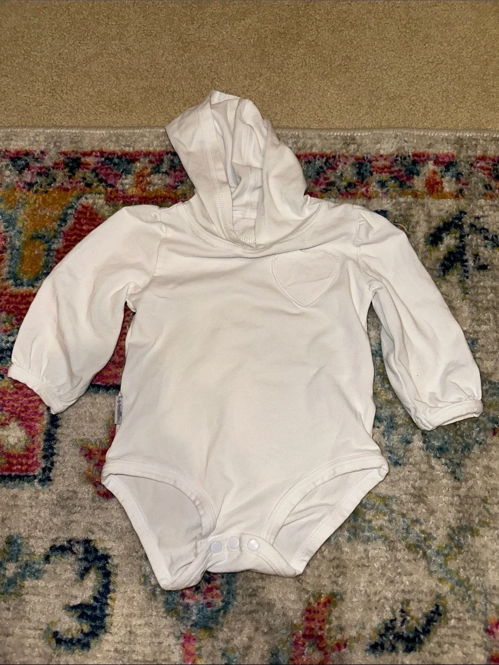 UV Skinz White Hooded UV protection One-Piece Bodysuit with Heart Detail